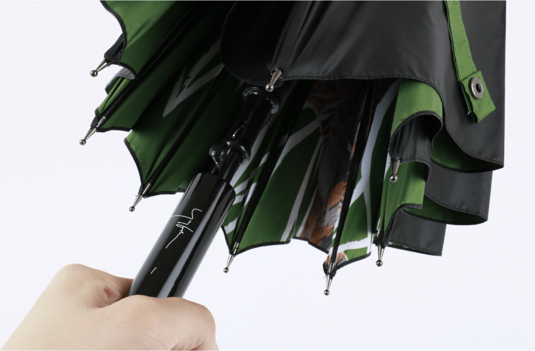 發現石虎手繪傘(黑外)-直骨自動傘(黑柄) | 雨傘專家-大振豐洋傘 | 客製傘、雨傘批發